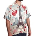 thumbnail image 2 of Eiffel Tower Valentine's Day Men's Poplin Casual Printed Button Down Short Sleeve Summer Beach Shirts Unisex, 2 of 6