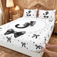 thumbnail image 4 of meiyoeat Lovely Bow Tie Queen Sheets For Bow Girls,Black Initial Letter J Queen Sheet Sets For Kids,4Pcs, 4 of 6