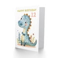 thumbnail image 2 of 12th Birthday Card Cute Blue Dinosaur Cartoon Drawing Fun Kids Age 12 Year Old Child For Son Daughter Girl Boy Happy Card, 2 of 3