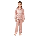 thumbnail image 1 of Conjunto de pijama de seda satinada para niños y niñas, ropa de dormir clásica, Top y pantalones de manga larga, venta al por mayor, D58, 1 of 4
