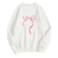 thumbnail image 2 of Luxalzxs Women's Bow Round Neck Pullover Long Sleeve Drop Shoulder Loose Fit Casual Lovely Sweatshirts, 2 of 4