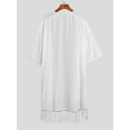 thumbnail image 4 of Men's 3/4 Sleeve Solid Color Cardigan Cloak Summer Holiday Casual Thin Midi Kimonos, 4 of 5