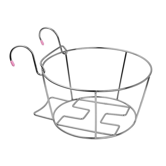 Hemoton 2pcs Balcony Rail Planter Shelf Wrought Hanging Fence Holder Basket Window Flower Pot Holder, Balcony Flower Stand Rack Storage Basket