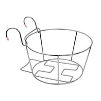 Hemoton 2pcs Balcony Rail Planter Shelf Wrought Hanging Fence Holder Basket Window Flower Pot Holder, Balcony Flower Stand Rack Storage Basket