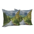 thumbnail image 6 of Ambesonne Nature Throw Pillow Cover 2 Pack, Mountain Landscape Road, 24", Green Grey Brown, 6 of 6