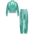 thumbnail image 5 of Miutii Kids Boys Girls Hip Hop Dance Clothes Shiny Bomber Jacket with Sweatpants Set Performance Dancewear Light Green 10, 5 of 7