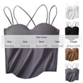 thumbnail image 5 of dazeni Bulit in Bra Tank Tops for Women Double Lined Padded Cami Scoop Neck Spaghetti Straps Basic Undershirts Gray Free Size, 5 of 5