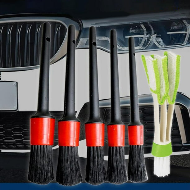 de 6 cepillos para detalles de automóviles, uso interior y exterior húmedo y seco, cepillos para detalles automotrices para limpieza de rejillas shamjiam Cepillos para detalles de automóviles