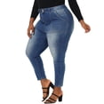 thumbnail image 1 of Plus Size Denim Jeans for Women Casual Chambray Pants Mid Rise Skinny Jean Blue 3X, 1 of 7