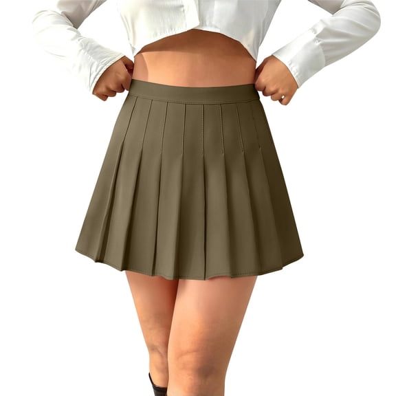 Cekizud Mini Skirts for Women High Waist A-Line Pleated Skirt Casual Beach Holiday,Sizes XS-2XL