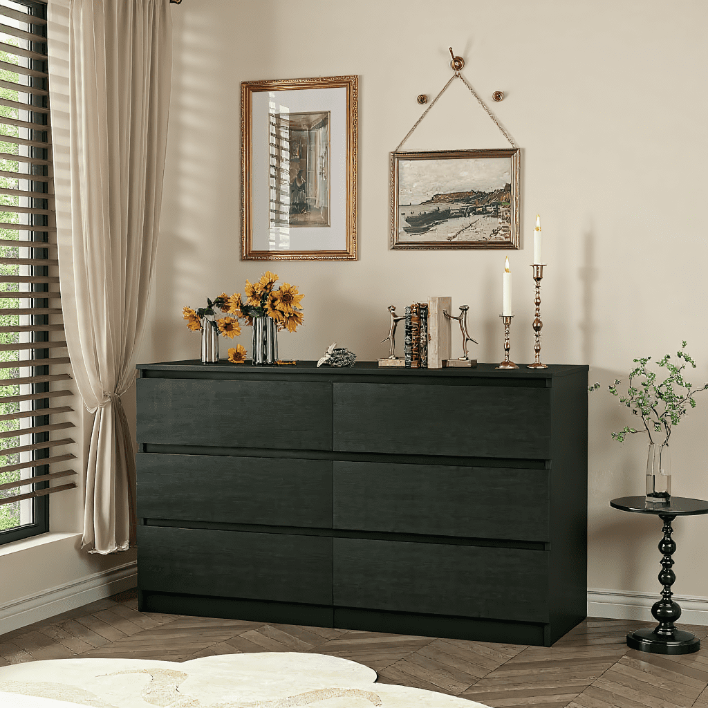 Kadyn Black Chest of Drawer, 6 Double Drawer Dresser Kenya | Ubuy