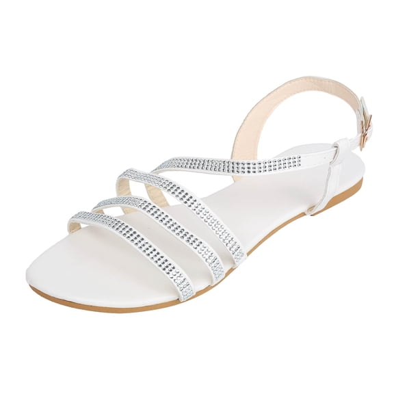 asdoklhq Sandals for Women Under $10,Women's Summer Rhinestone Buckle Strap Beach Open Toe Breathable Sandals Shoes