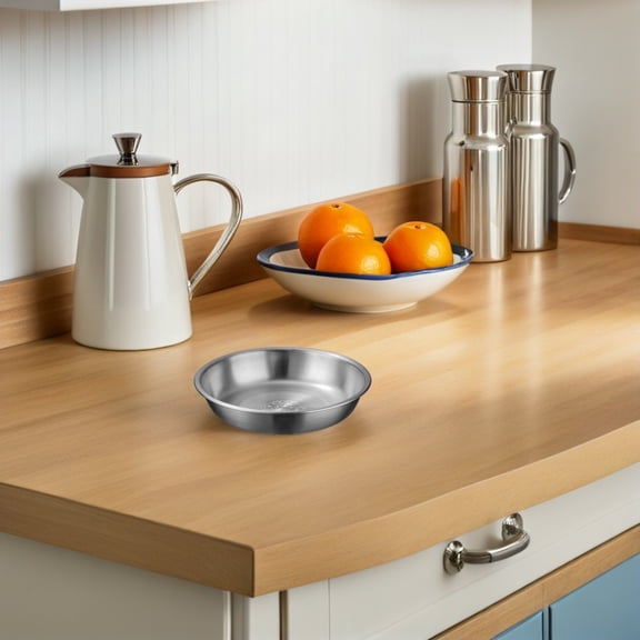 ibasenice 4Pcs Stainless Steel Round Plates with Rolled Edge for Easy Handling and Serving