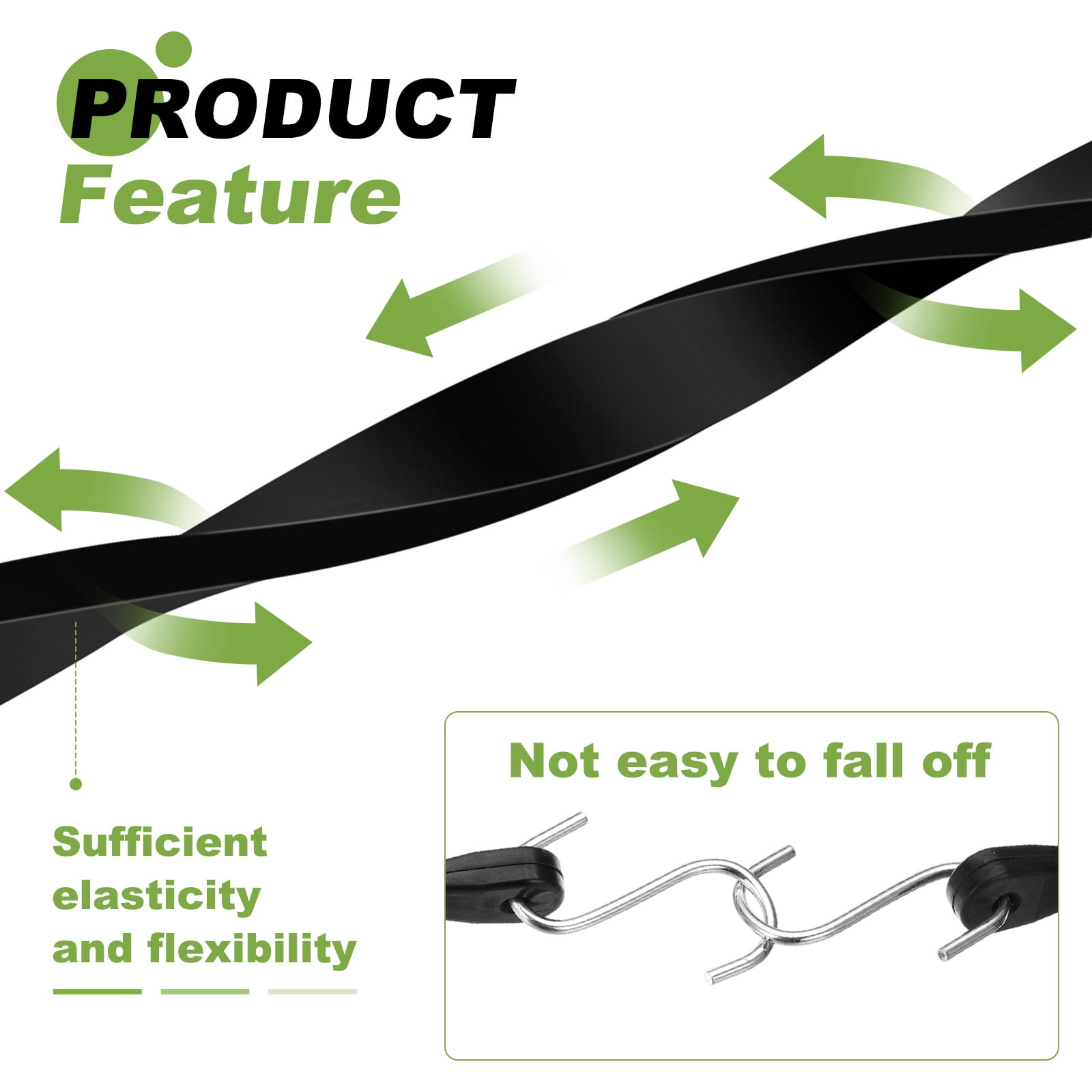 4Pack 15" Bungee Cords with Hooks for Securing Tarps Cargo Trucks Canvases, Black