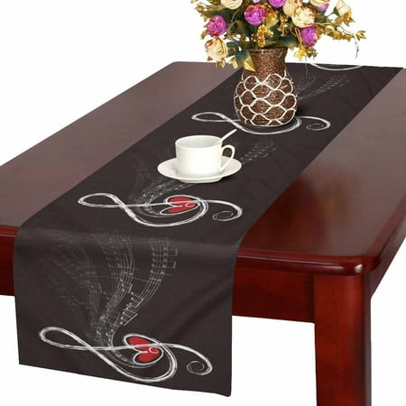 

MKHERT Treble Love and Music Notes Table Runner Home Decor for Home Kitchen Dining Wedding Party 16x72 Inch