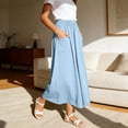 thumbnail image 5 of Gamivast Women's Skirt Pants High Waisted Elastic Waist Side Pockets Wide Leg Flowy Skirt Elegant Boho Trendy Casual Beach Vacation Travel Midi Skirt, 5 of 7