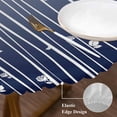thumbnail image 3 of Blue Floral Round Tablecloth, Fitted Table Cover with Elastic for 45"-54" Round Tables, Gradient Stripe Garden Plant Branch Texture Table Cloth Outdoor Indoor Dinning Party Waterproof Tablecloths, 3 of 7