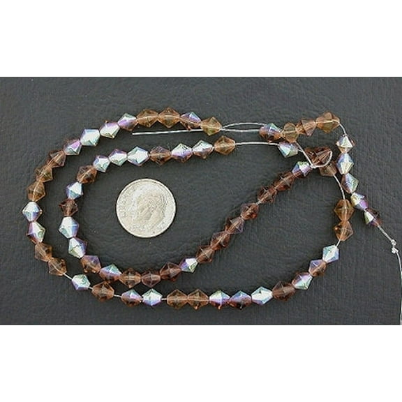 6mm Smoky Topaz Colored BiCone AB Glass Beads