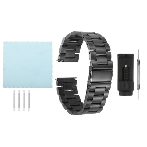 Uxcell Stainless Steel Mesh Watch Band 22mm Quick Release Metal Folding Watch Strap Double-Lock Deployment Clasp Bands for Men Women, Black