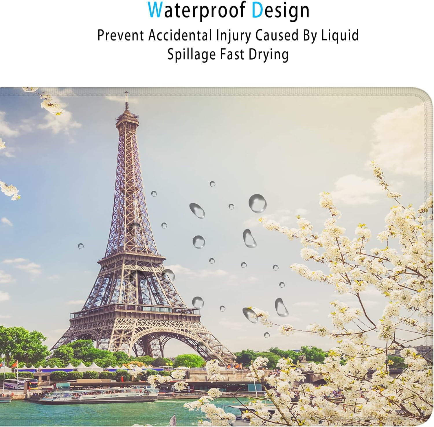 Eiffel Tower Gaming Mouse Pad,Paris Seine River Large Mouse Pad Desk Mat Computer Keyboard with Non Slip Base for Home Office,Extended Large Size 31.5" X 15.7"