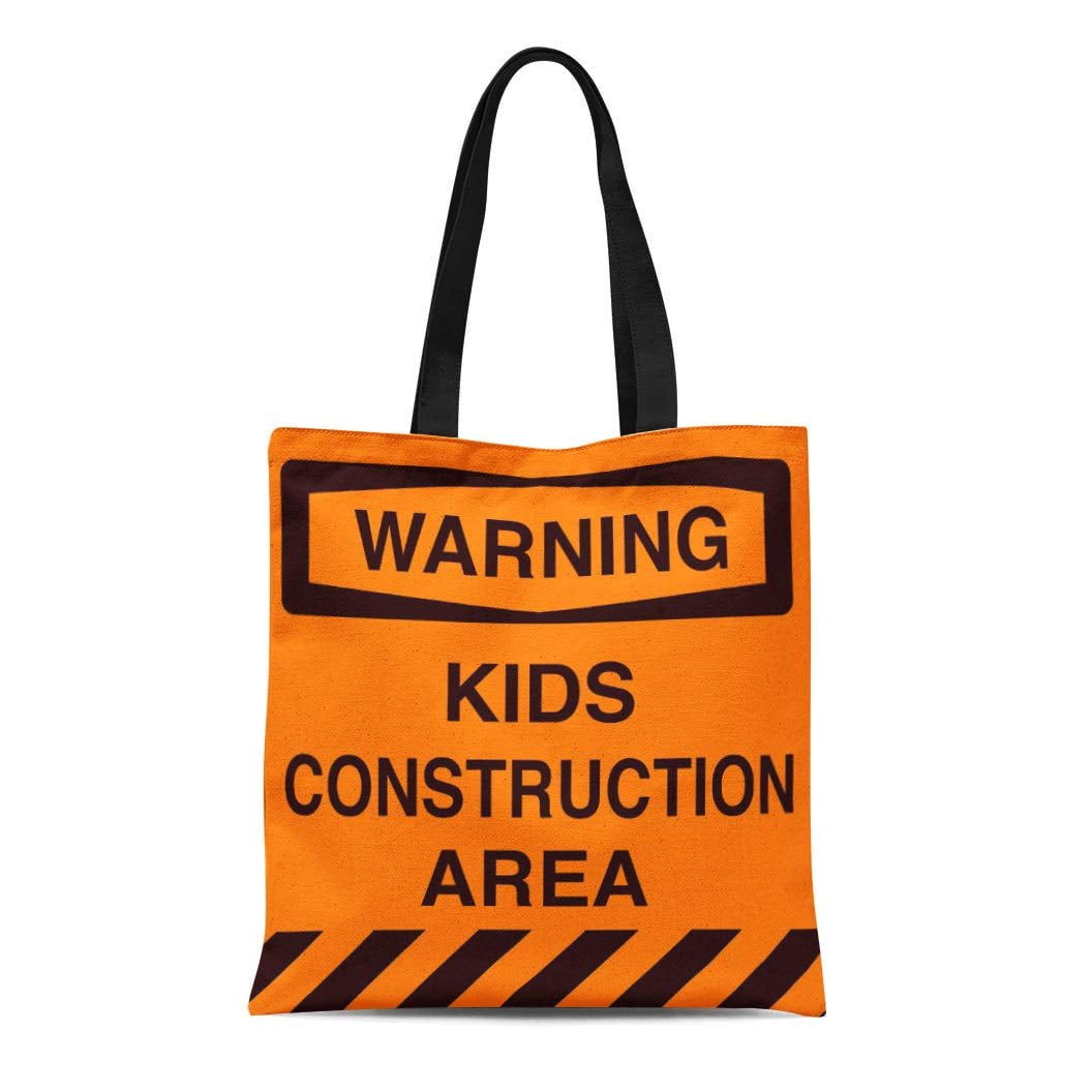 ASHLEIGH Canvas Tote Bag Orange Truck Construction Zone Boy Nursery