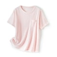 thumbnail image 1 of Neewe Women Summer T Shirts Short Sleeve Rounded V Neck Pocket Tee Tops Multiple Color Options, 1 of 5