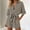 Gray, variant on Womens Summer Rompers V Neck Short Sleeve Striped Button Down Jumpsuit with Pockets