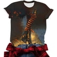 thumbnail image 5 of Women's Witch Legs Graphic Tees Halloween Shirts Short Sleeve Crewneck Fall Tops Cute Casual T-Shirts Novelty Holiday Party Blouse Comfy Everyday Wear, 5 of 6