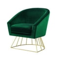 thumbnail image 2 of Hans Green/Gold Velvet Accent Chair - Metal Base, Barrel Back, 2 of 9