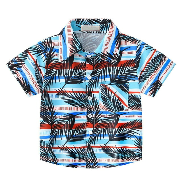 Blouse & Chemise à Manches Courtes Col Rabattu, Chemises pour Enfants T-Shirt Graphique à Manches Courtes Col Rond Crop Top pour Garçon de 2 à 12 Ans T-Shirt Tee