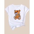 thumbnail image 3 of Cute And Playful Bear Print Casual Fashion Top for Black Women, Featuring a Round Neck And Short Sleeves., 3 of 5