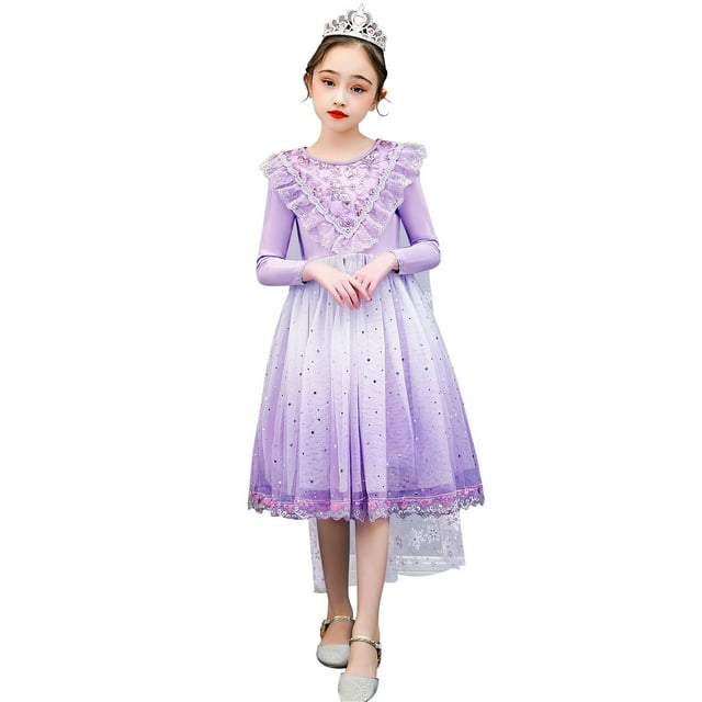 Princess Dress, Long-Sleeve Costume for Girl's 3-8 Years, Purple