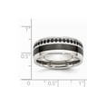thumbnail image 2 of Stainless Steel Polished Black Ceramic Inlay Cubic Zirconia 9.00mm Band Ring - Size 8, 2 of 2
