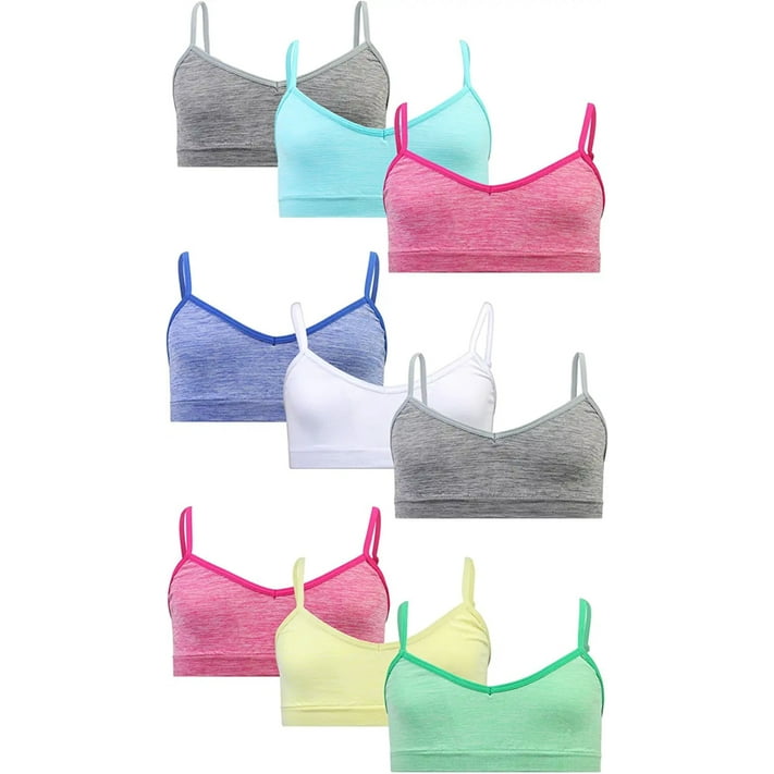 Sweet & Sassy Girls’ Training Bra 9 Pack Seamless Microfiber VNeck