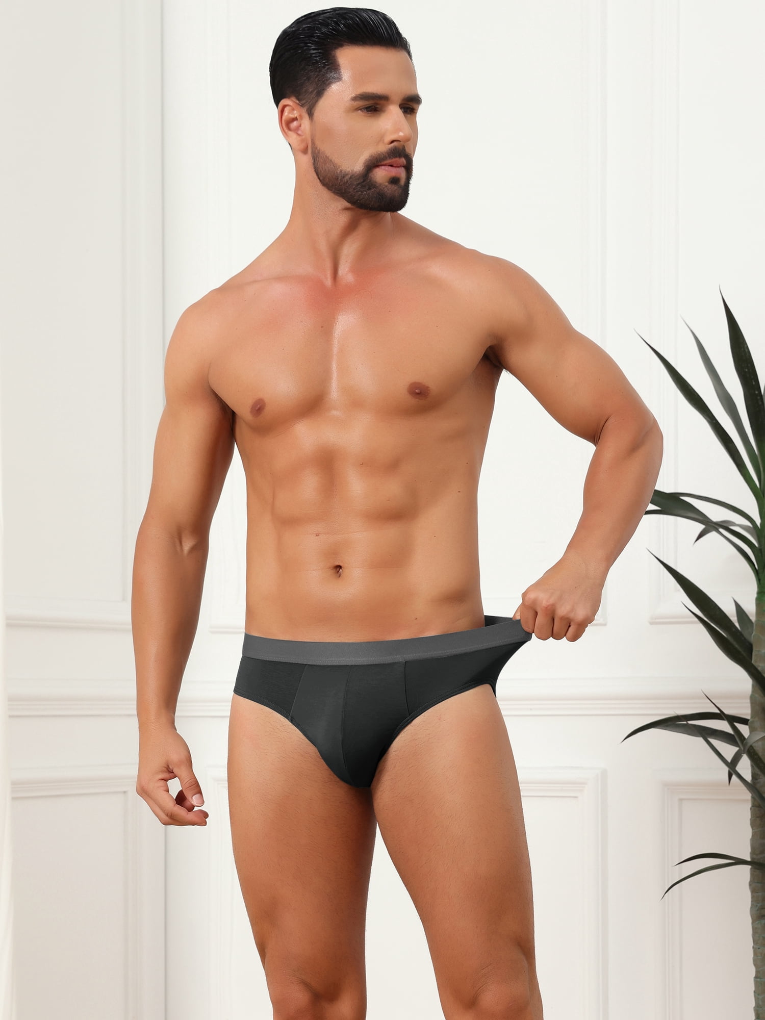 DARING DIVA Men's Solid Elastic Waist Smooth Soft Breathable Sports Underwear 34 Black