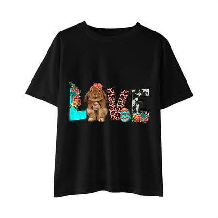 

Zlekejiko Easter Day Prints Shirts Toddler Girl Boys Short Sleeve Bunny T Shirt Kids Girls Tee Tops Flannel Men Boy Thermal Top