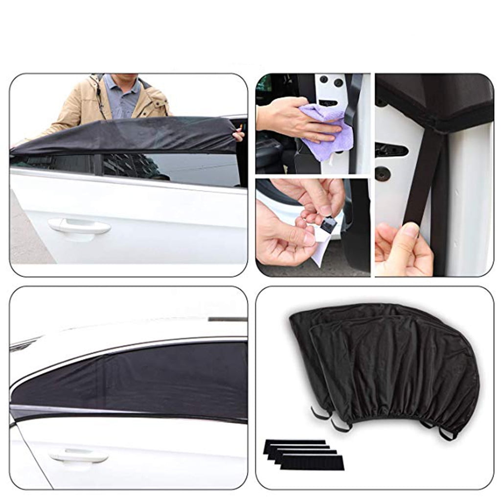 2PCS Slip On Window Shades Car UV Protection Curtain Sunshade Nylon Mesh CovJKU 