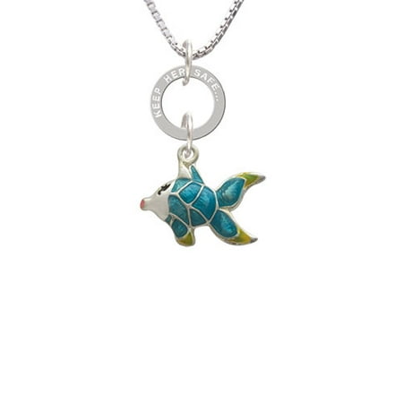 Keeping Tropical Fish - Blue Tropical Fish with Yellow Fins - She Believed Eternity Ring Necklace