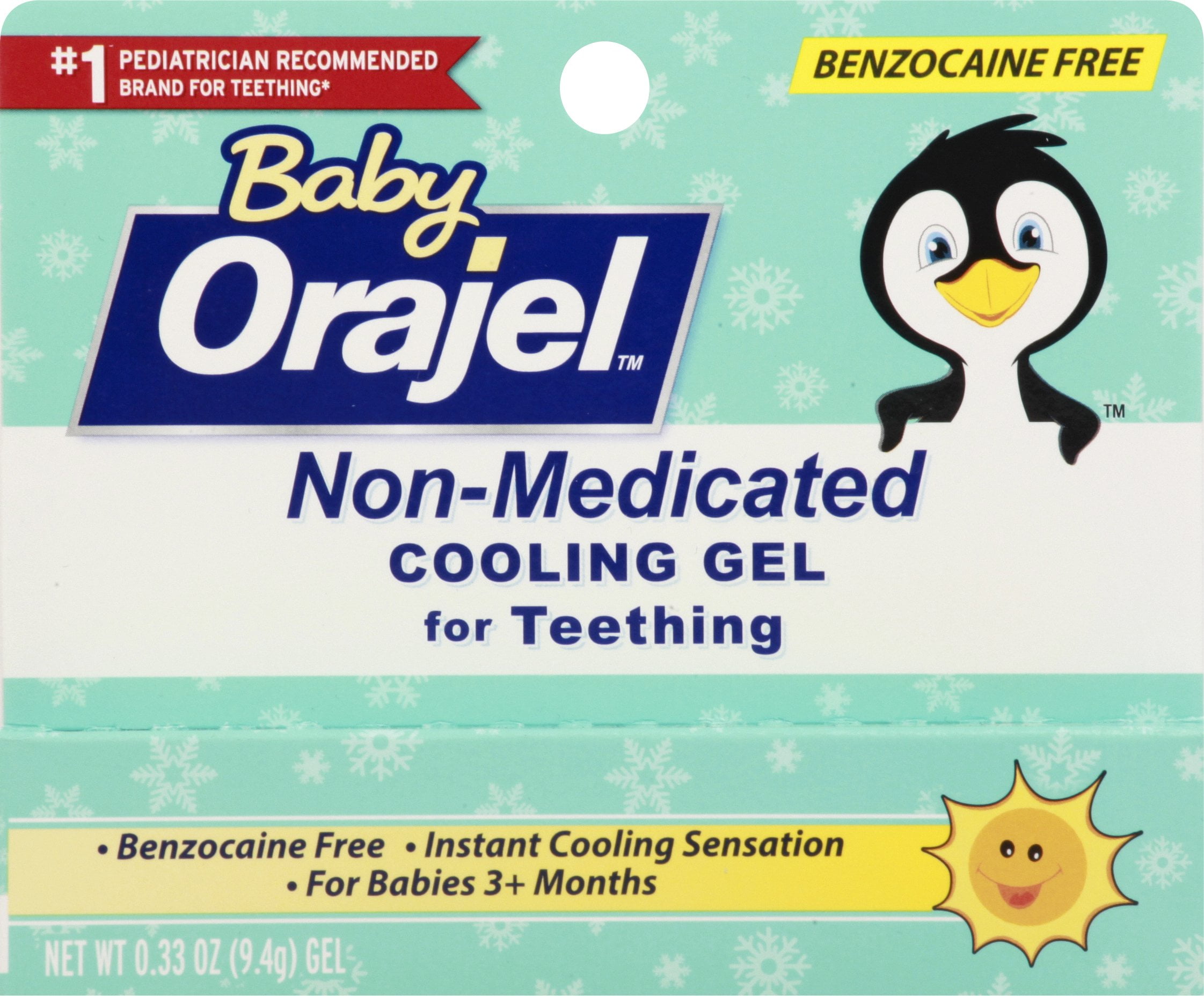 Orajel Non-Medicated Cooling Teething Gel, Daytime, 0.33 oz