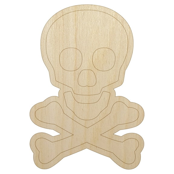 Skull and Crossbones Outline Wood Shape Unfinished Piece Cutout Craft DIY Projects - 4.70 Inch Size - 1/8 Inch Thick