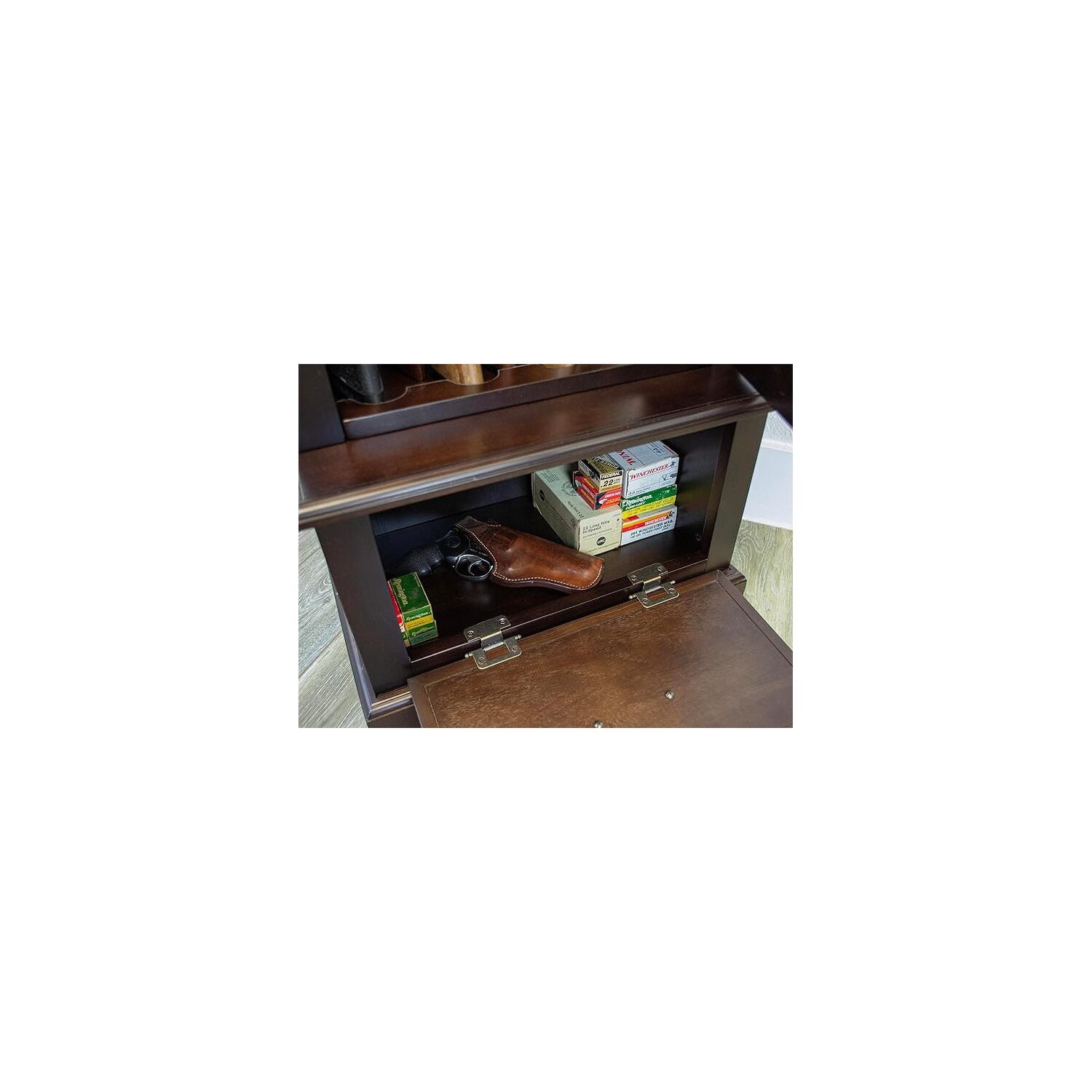 HomeStock Vintage Vogue Floor Mount Gun Cabinet with Locking Tempered Glass Door and Ammo Storage, Locking Drop Down Door, Safe Gun Cabinet-Color:Espresso Brown,Size:8 Gun