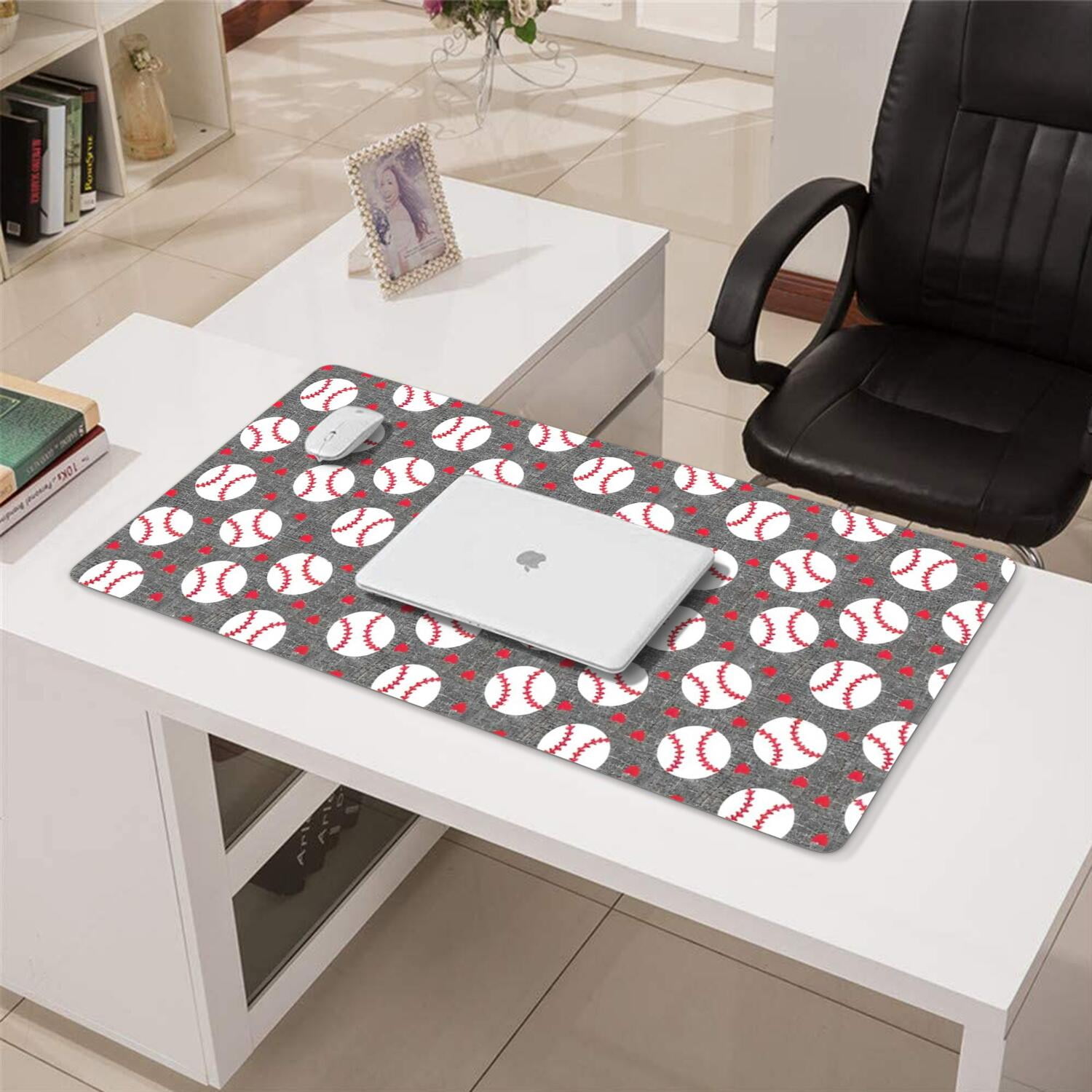 Long Mouse Pads for Desk,Baseballs and Love Desk Mats on Top Of Desks, Desk Mouse Pad Extra Large with 3mm Non-Slip Base and Stitched Edge for Gaming,Office,Work,Home 31.5"x15.7"