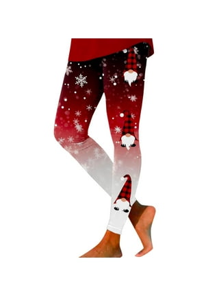 Christmas Gnome Print Skinny Leggings Casual High Waist - Temu