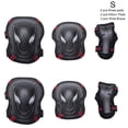 thumbnail image 3 of Yuarrent 6 unids/set hombres mujeres patinaje equipo de protección conjunto monopatín hielo rodillo coderas protector de muñeca niño Ropa Deportiva, Zapatos negro rojo S, 3 of 6