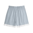 thumbnail image 4 of Cagogo Women Plus Size Elastic Waist Shorts with Pockets Casual Loose Beach Vacation Lounge Trousers Summer Travel Denim Shorts, Gray M, 4 of 7