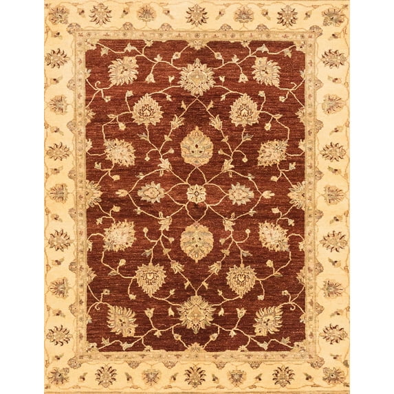 Ahgly Company Indoor Rectangle Abstract Yellow Orange Oriental Area Rugs, 8' x 12'