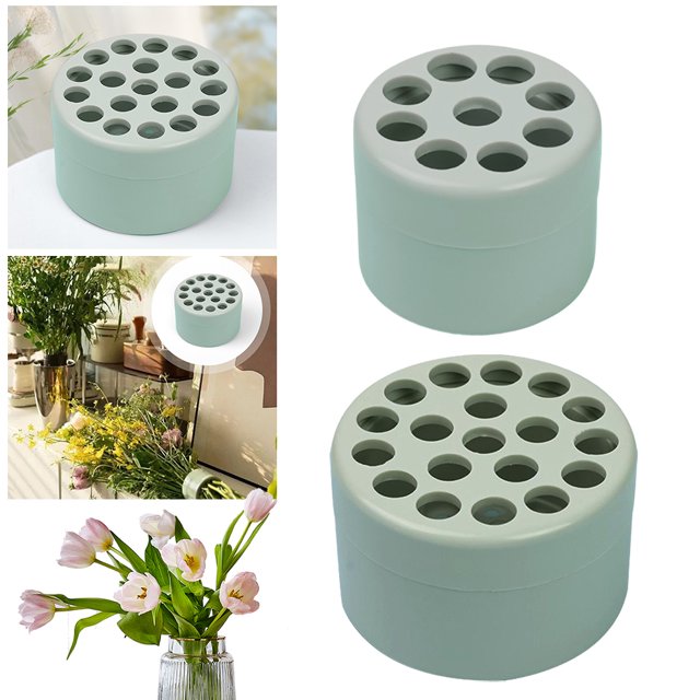 Arreglo Floral Ramo Plástico Con Soporte Tallo en Espiral 2 Piezas para Jarrones (S L Verde B)