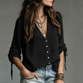 thumbnail image 4 of dazeni Oversized Blouse for Women Ruched Drawstring Long Sleeve Tops Loose Fit V Neck Shirts Casual Dressy Top Black Medium, 4 of 6