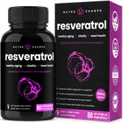 NutraChamps Resveratrol Supplement | Extra Strength 1400mg Formula for Healthy Aging, Immune Support & Heart Health | 60 Vegan Capsules with Green Tea Leaf, Acai Berry & Grape Seed Extract