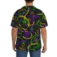 thumbnail image 5 of Disketp Men's Hawaiian Neon Mardi Gras Print Shirts Button Down Holiday Beach Shirts-X-Large, 5 of 7